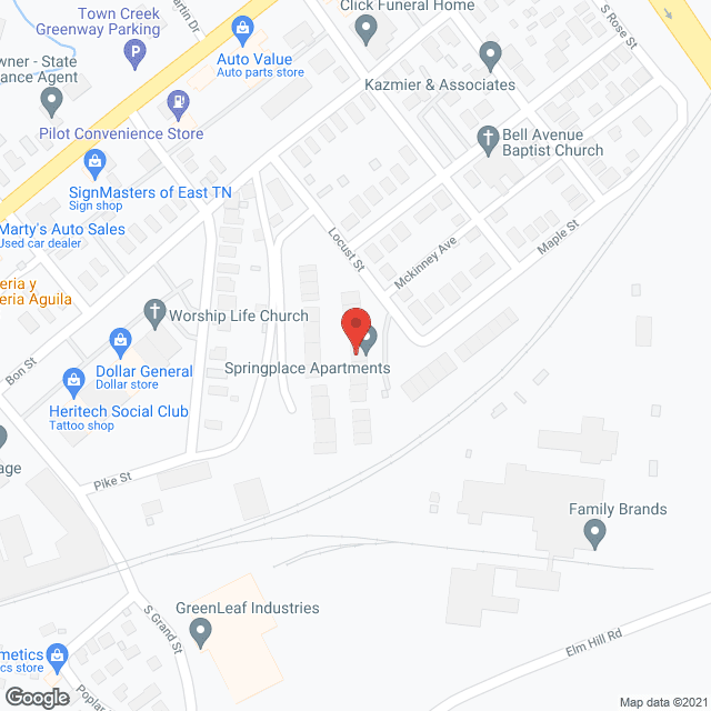 Map of the neighborhood around Springplace Apartments