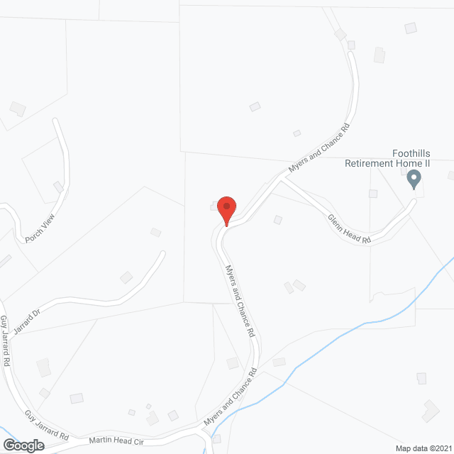 Map of the neighborhood around Foothills Retirement Home
