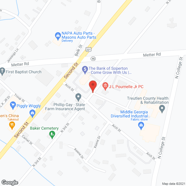 Map of the neighborhood around Treutlen Living Center