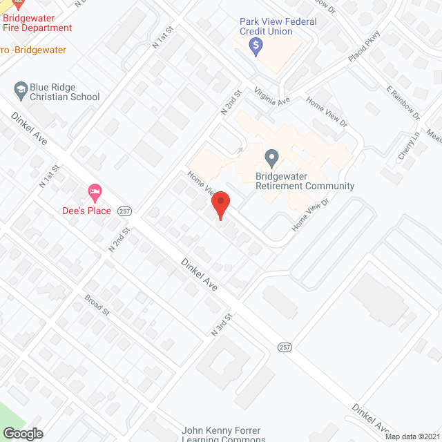 Map of the neighborhood around Bridgewater Retirement Cmnty