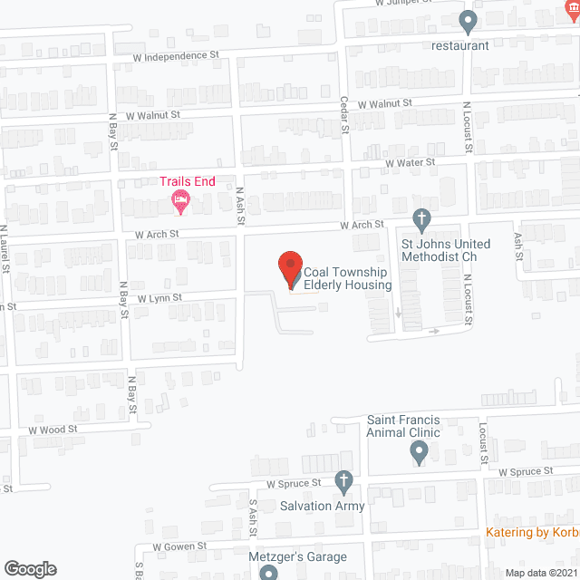 Map of the neighborhood around Coal Township Elderly Housing