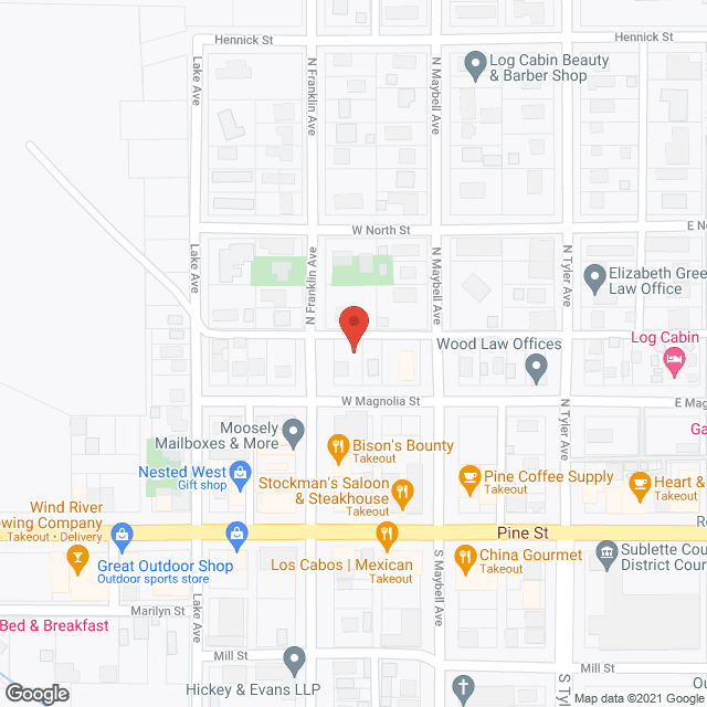 Map of the neighborhood around Sublette Cnty Retire Ctr