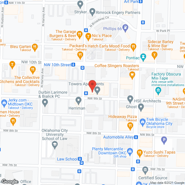 Map of the neighborhood around Towers Apartments