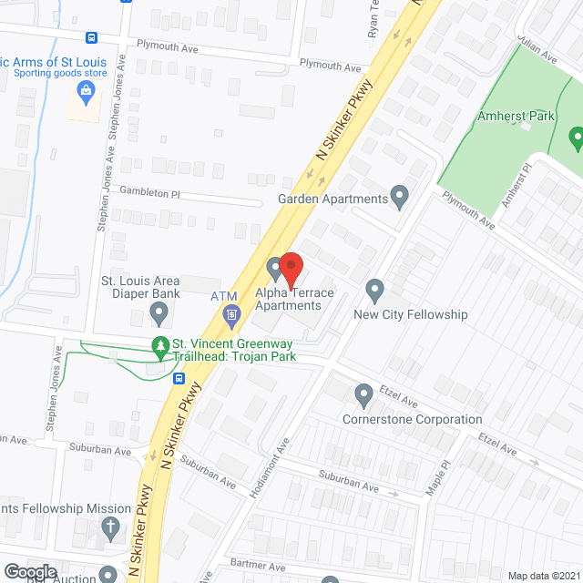 Map of the neighborhood around Alpha Terrace Apartments