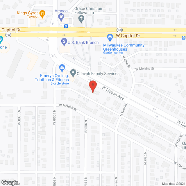 Map of the neighborhood around Hillcrest Home Lisbon