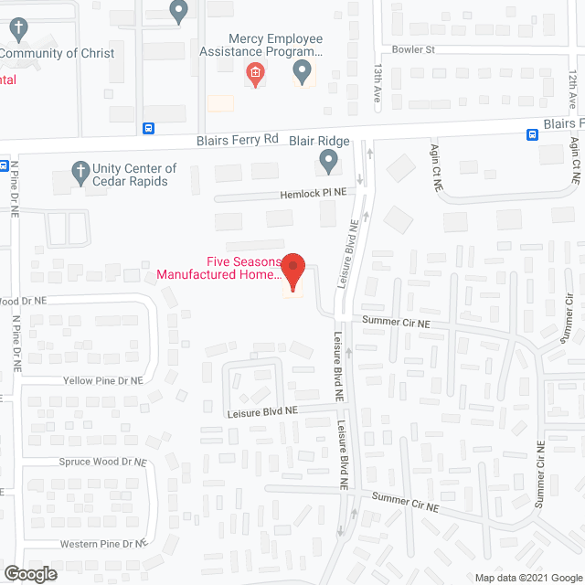 Map of the neighborhood around Five Seasons Mobile Home Ests