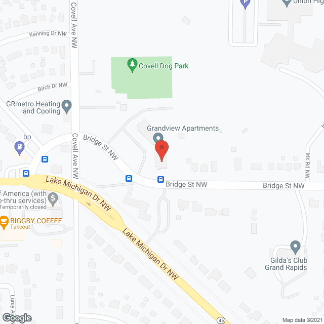 Map of the neighborhood around Grandview Apartments