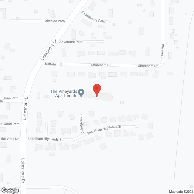Map of the neighborhood around Vineyards Apartments