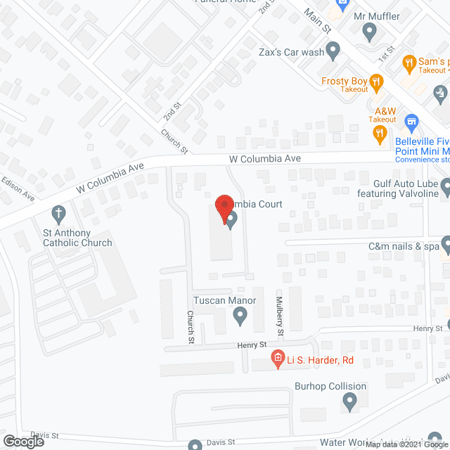 Map of the neighborhood around Columbia Court