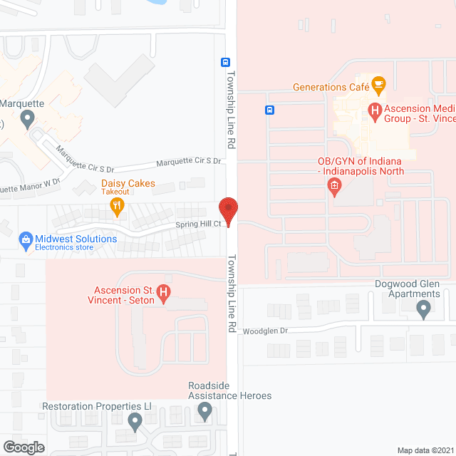 Map of the neighborhood around Bernard L Strange Pavilion