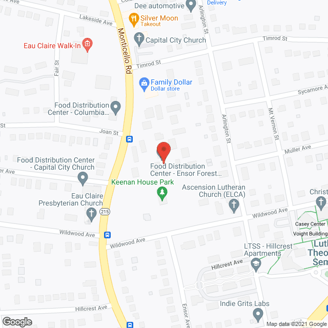 Map of the neighborhood around Ensor Forest