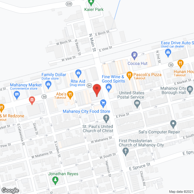Map of the neighborhood around Mahanoy Elderly Housing