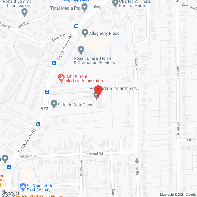 Map of the neighborhood around Penn Arbors Apartments