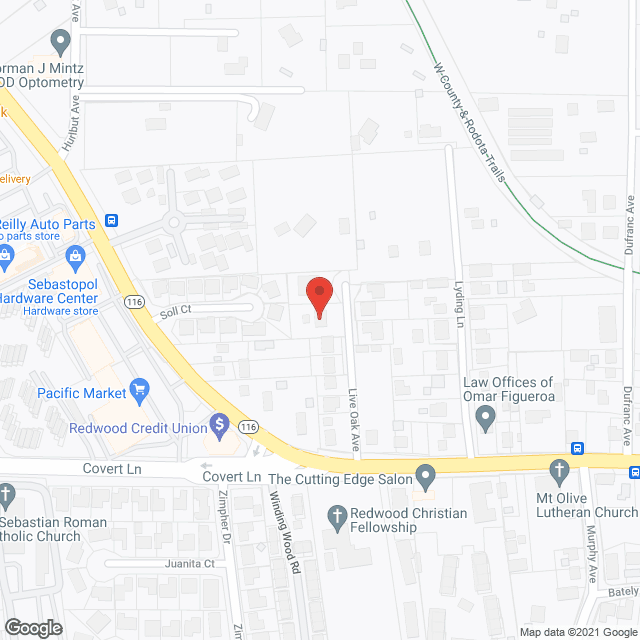 Map of the neighborhood around Live Oak Rest Home