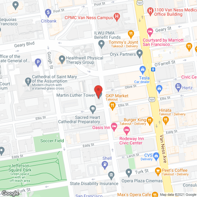 Map of the neighborhood around Martin Luther Tower