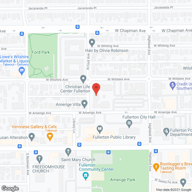Map of the neighborhood around Amerige Villa