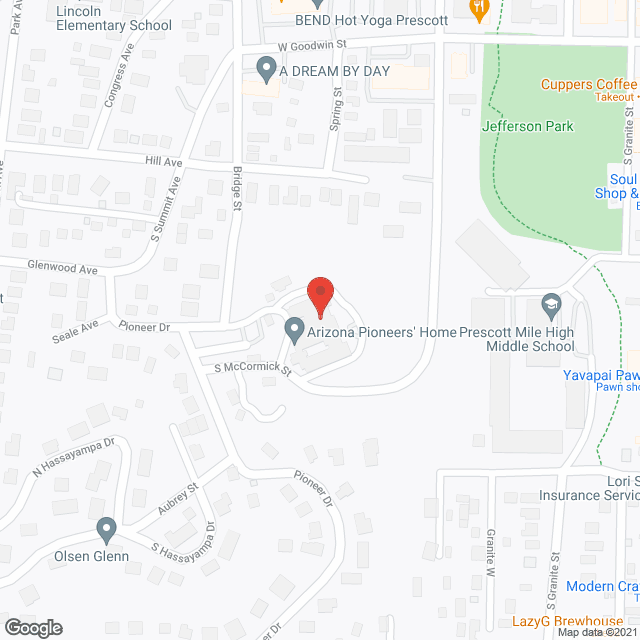 Map of the neighborhood around Pioneers Home