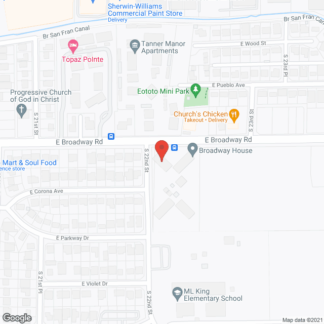 Map of the neighborhood around Broadway House