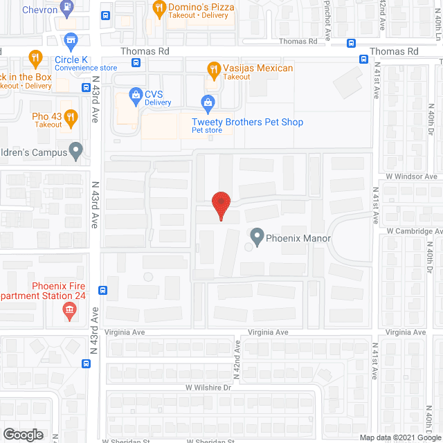 Map of the neighborhood around Phoenix Manor