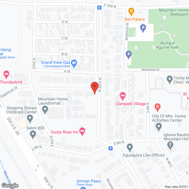 Map of the neighborhood around Sunset Manor Apartments