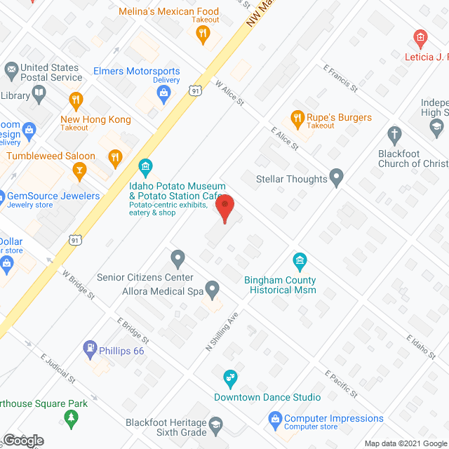 Map of the neighborhood around Sunset Manor Apartments