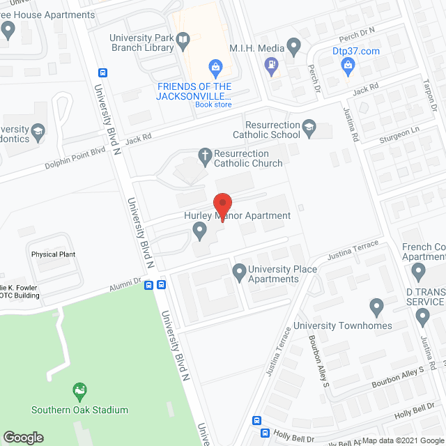 Map of the neighborhood around Hurley Manor Apartment