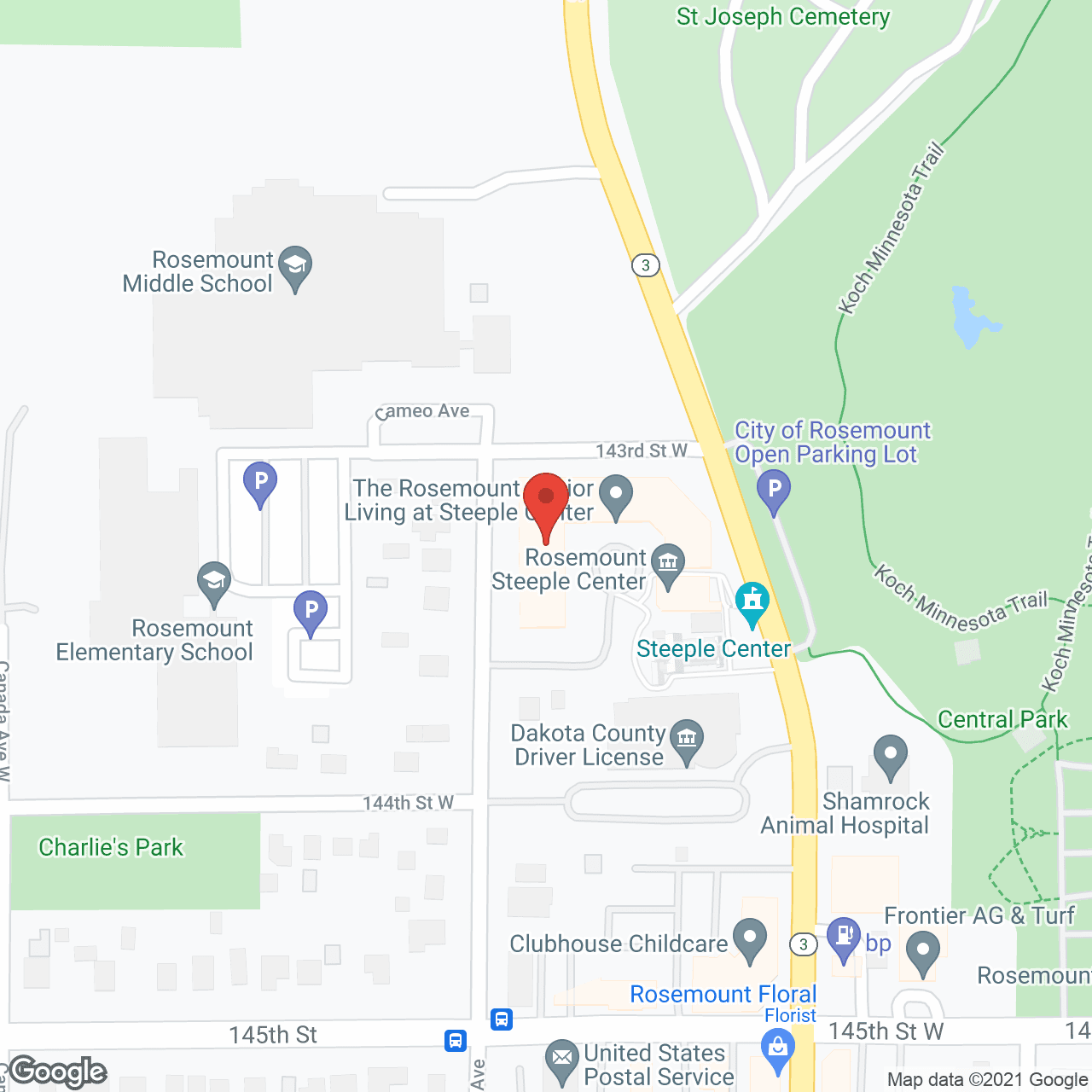 Map of the neighborhood around Rosemount Senior Living