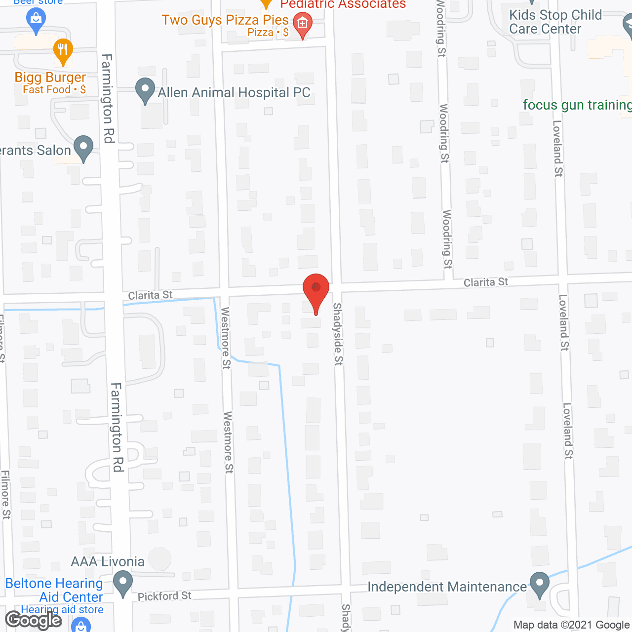 Map of the neighborhood around Provision Living of Livonia