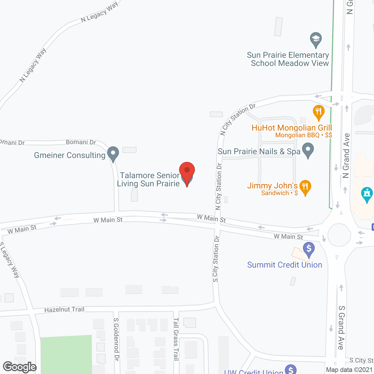 Map of the neighborhood around Talamore Sun Prairie