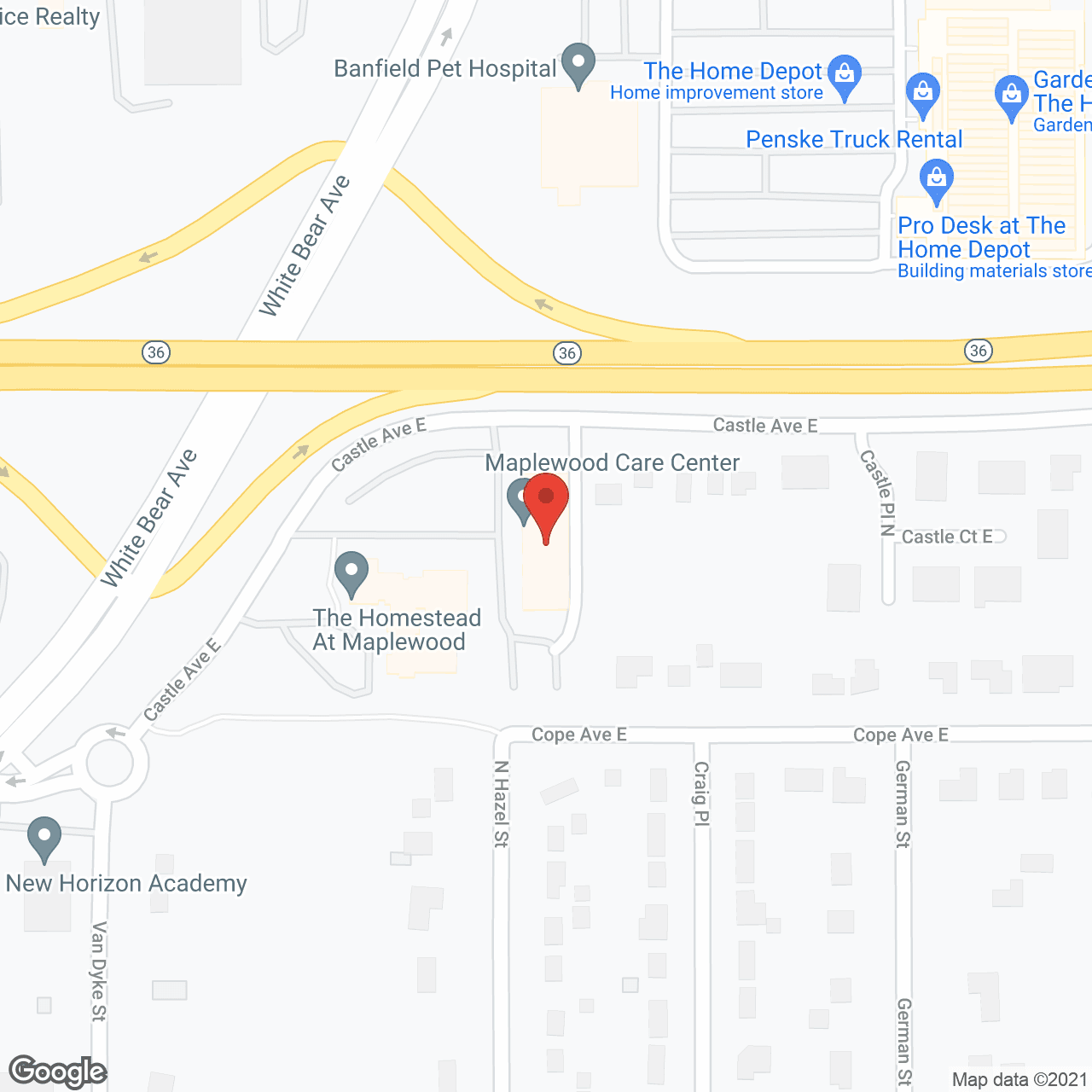 Map of the neighborhood around Maplewood Care Center