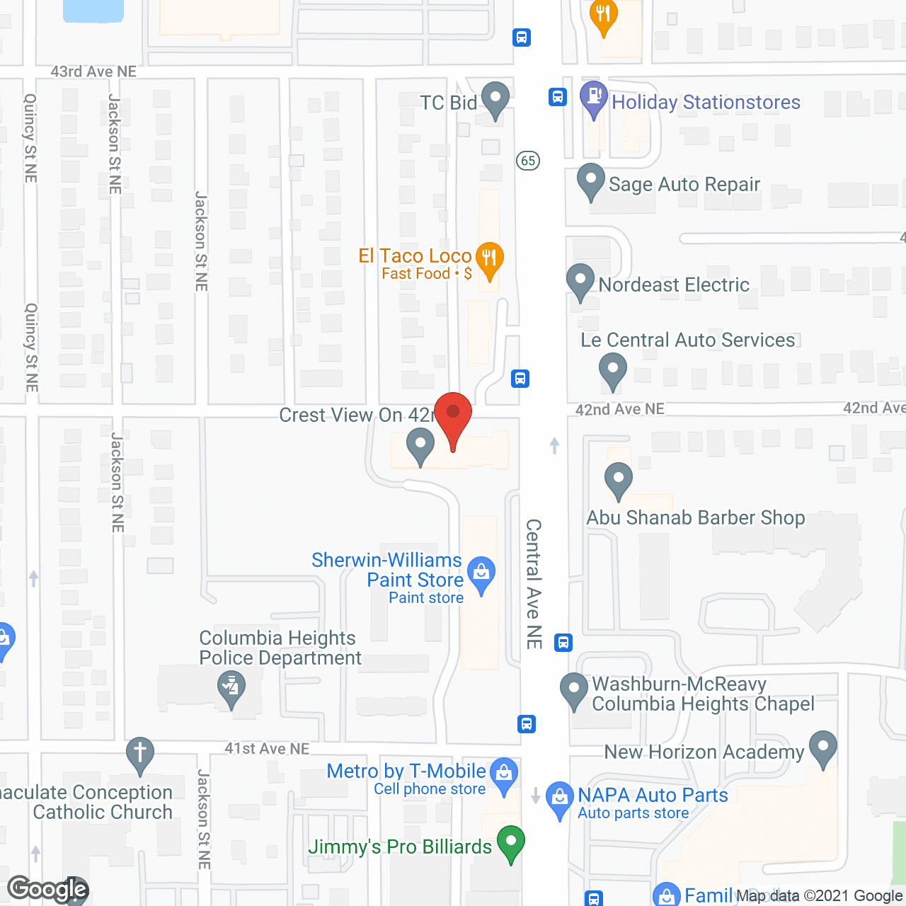 Map of the neighborhood around Crest View on 42nd
