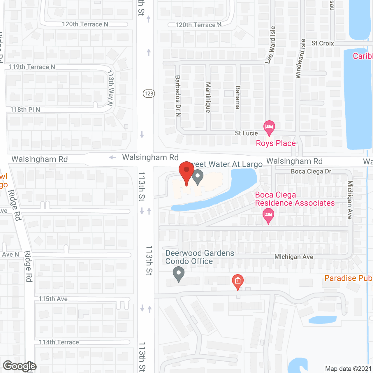 Map of the neighborhood around Sweet Water at Largo