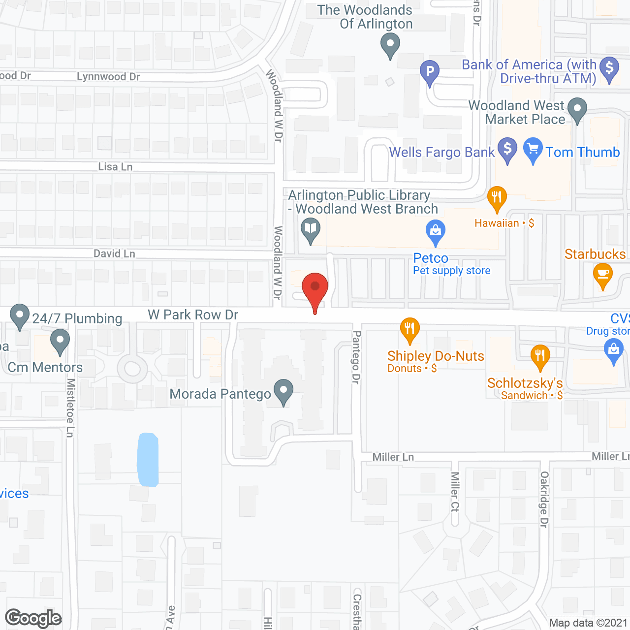 Map of the neighborhood around Morada Pantego