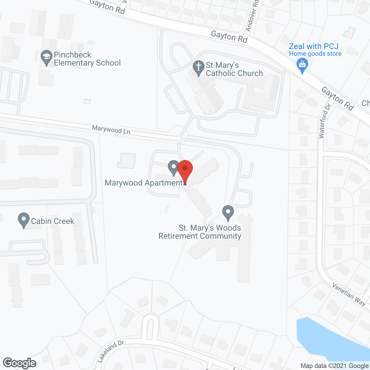 Map of the neighborhood around St. Mary's Woods
