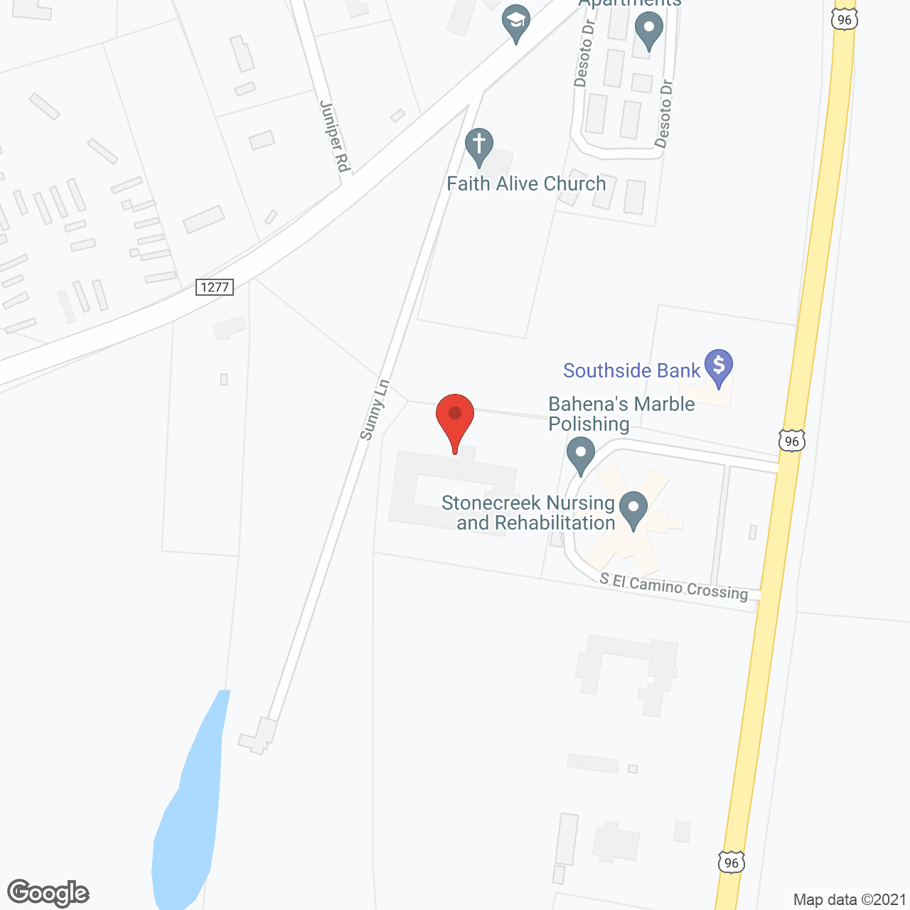 Map of the neighborhood around Hillcrest Assisted Living
