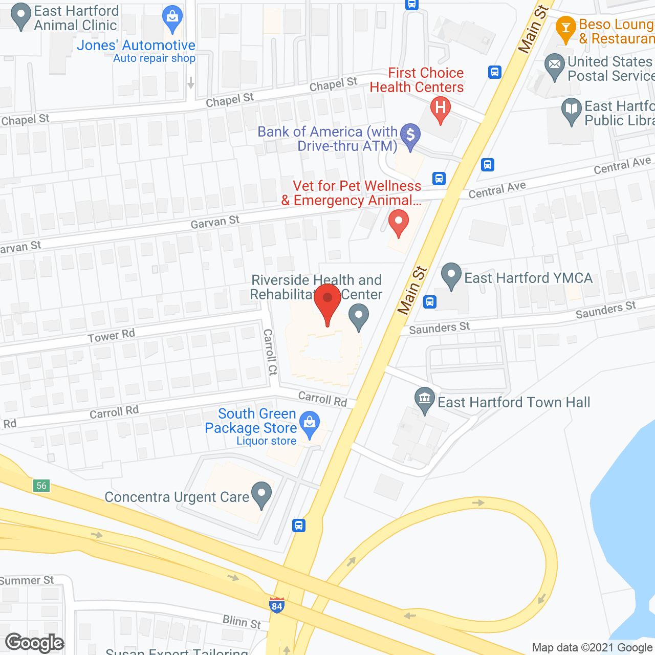 Map of the neighborhood around Riverside Health and Rehabilitation Center