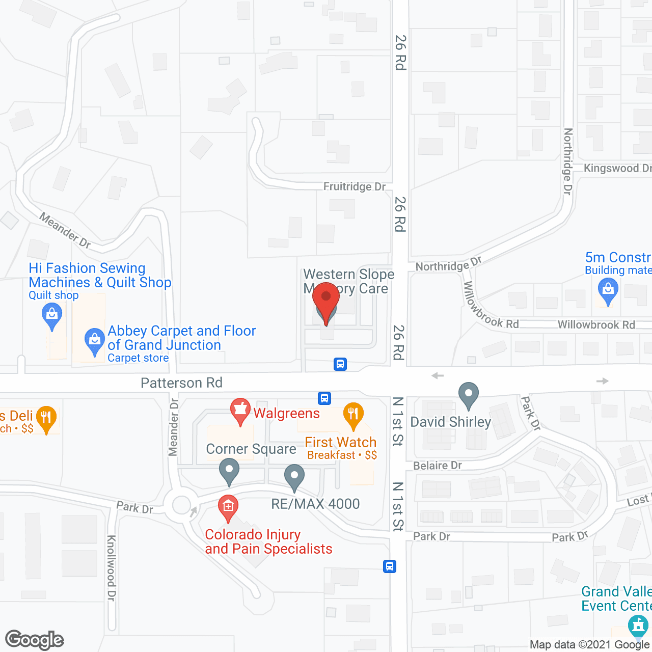Map of the neighborhood around Western Slope Memory Care