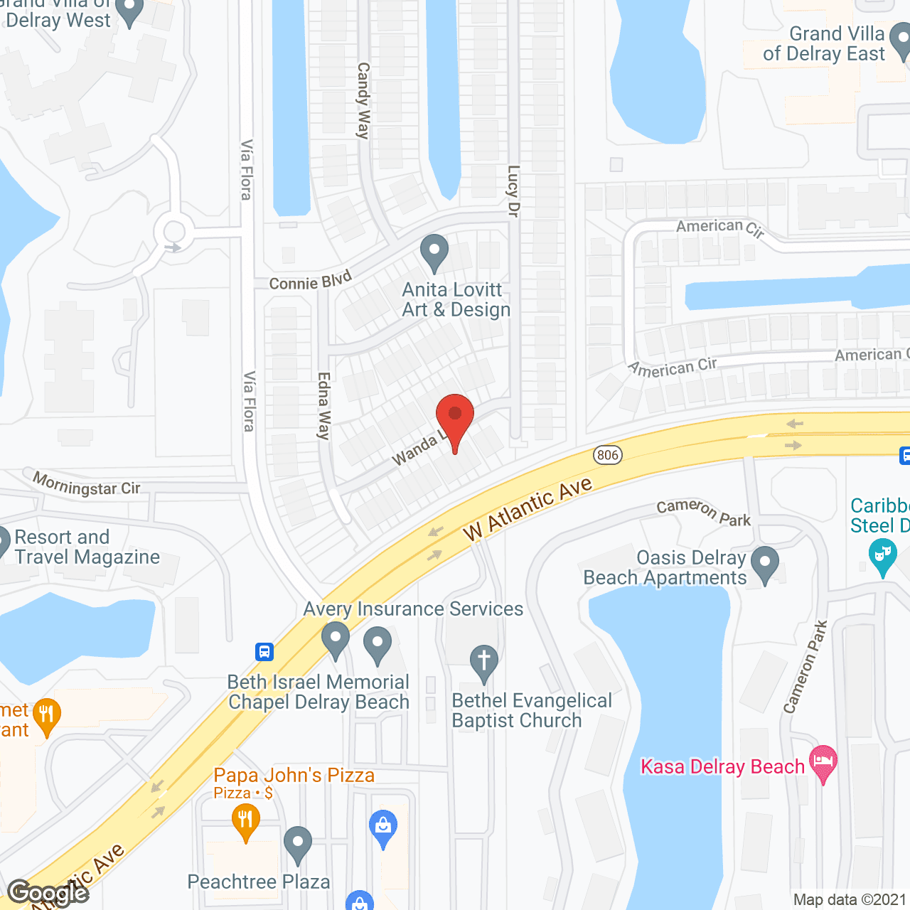 Map of the neighborhood around Bella Mar Delray Beach