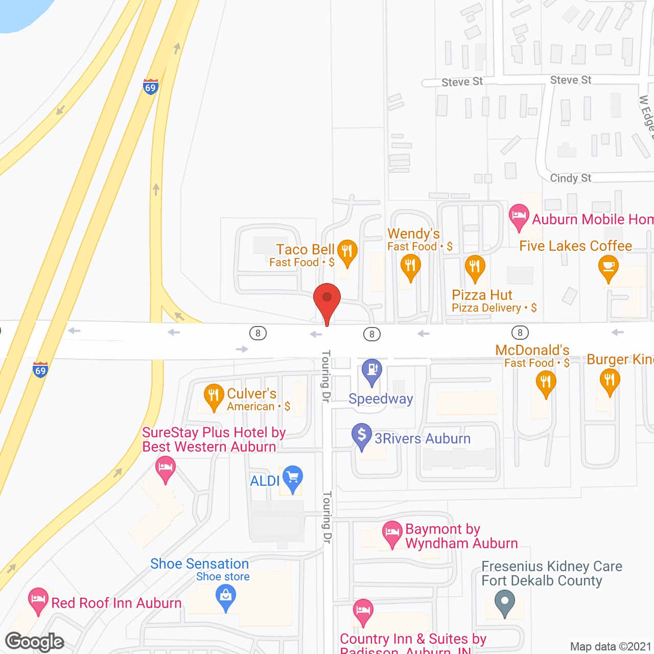 Map of the neighborhood around Astral at Auburn