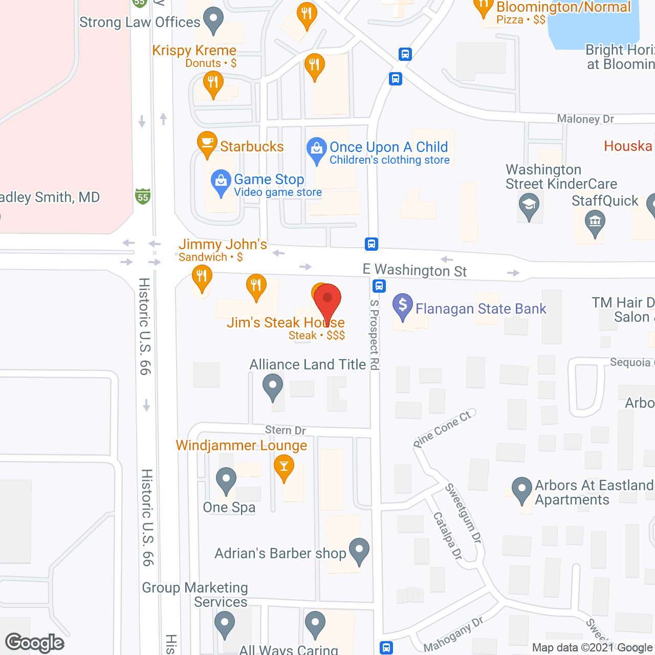 Map of the neighborhood around Carriage Crossing Bloomington