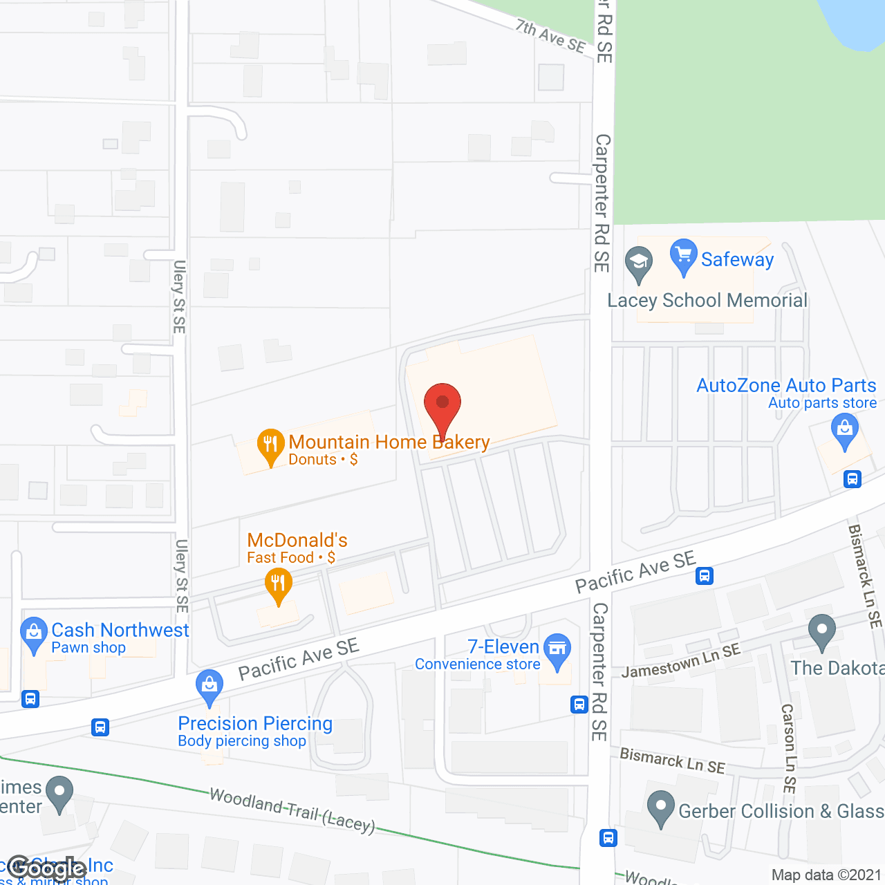Map of the neighborhood around Reserve at Lacey