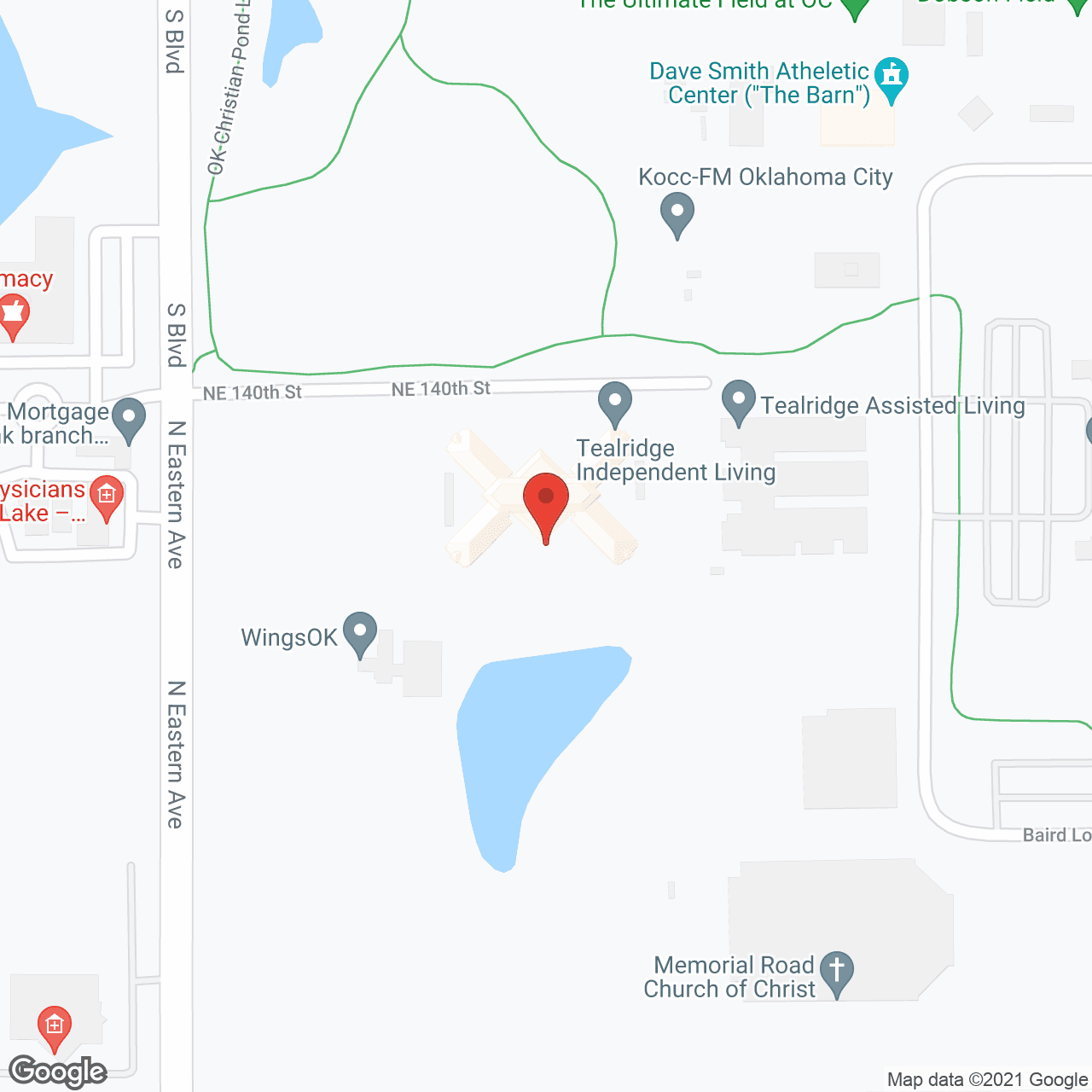 Map of the neighborhood around Tealridge Retirement Community