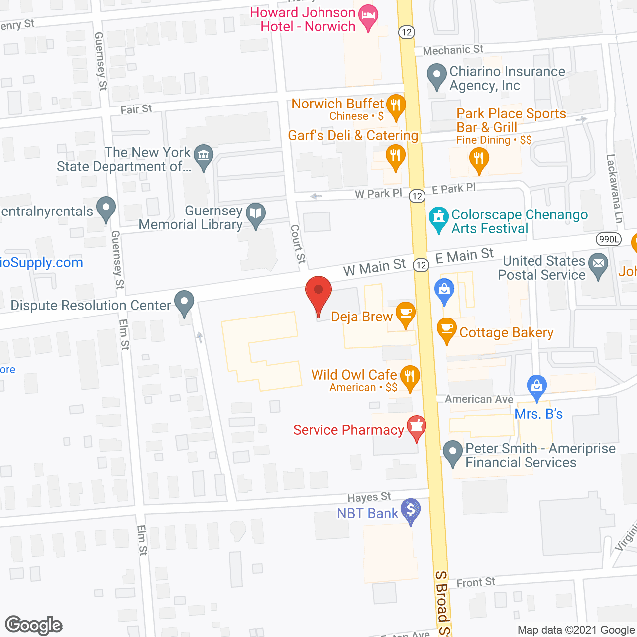 Map of the neighborhood around Chenango Valley Apartments