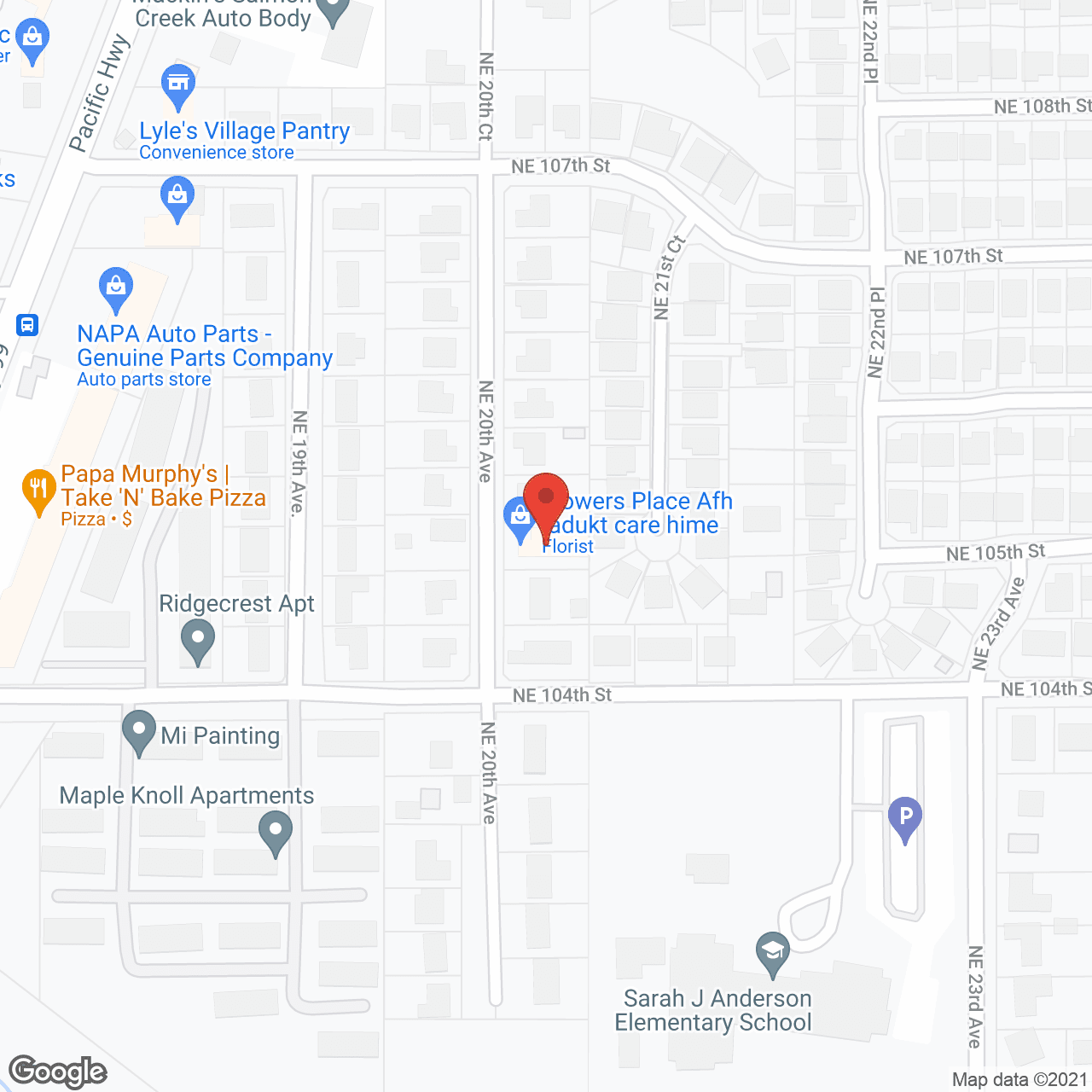 Map of the neighborhood around Flowers Place AFH
