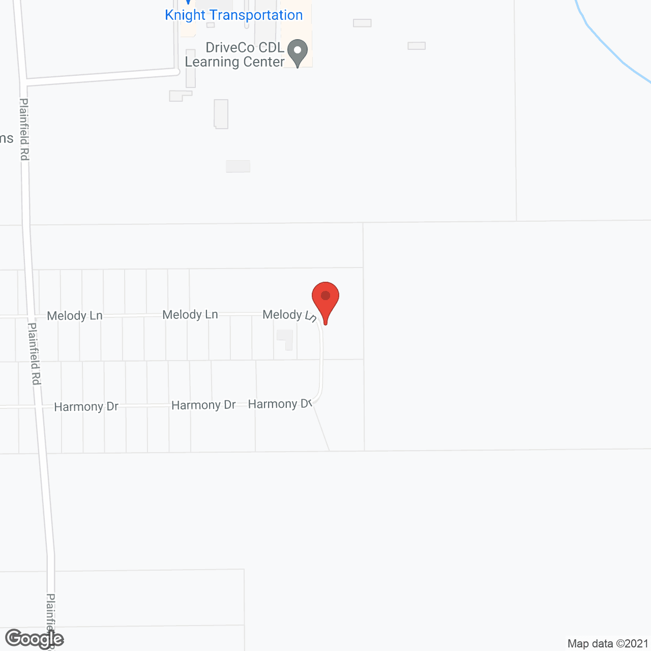 Map of the neighborhood around Glasswater Creek of Plainfield