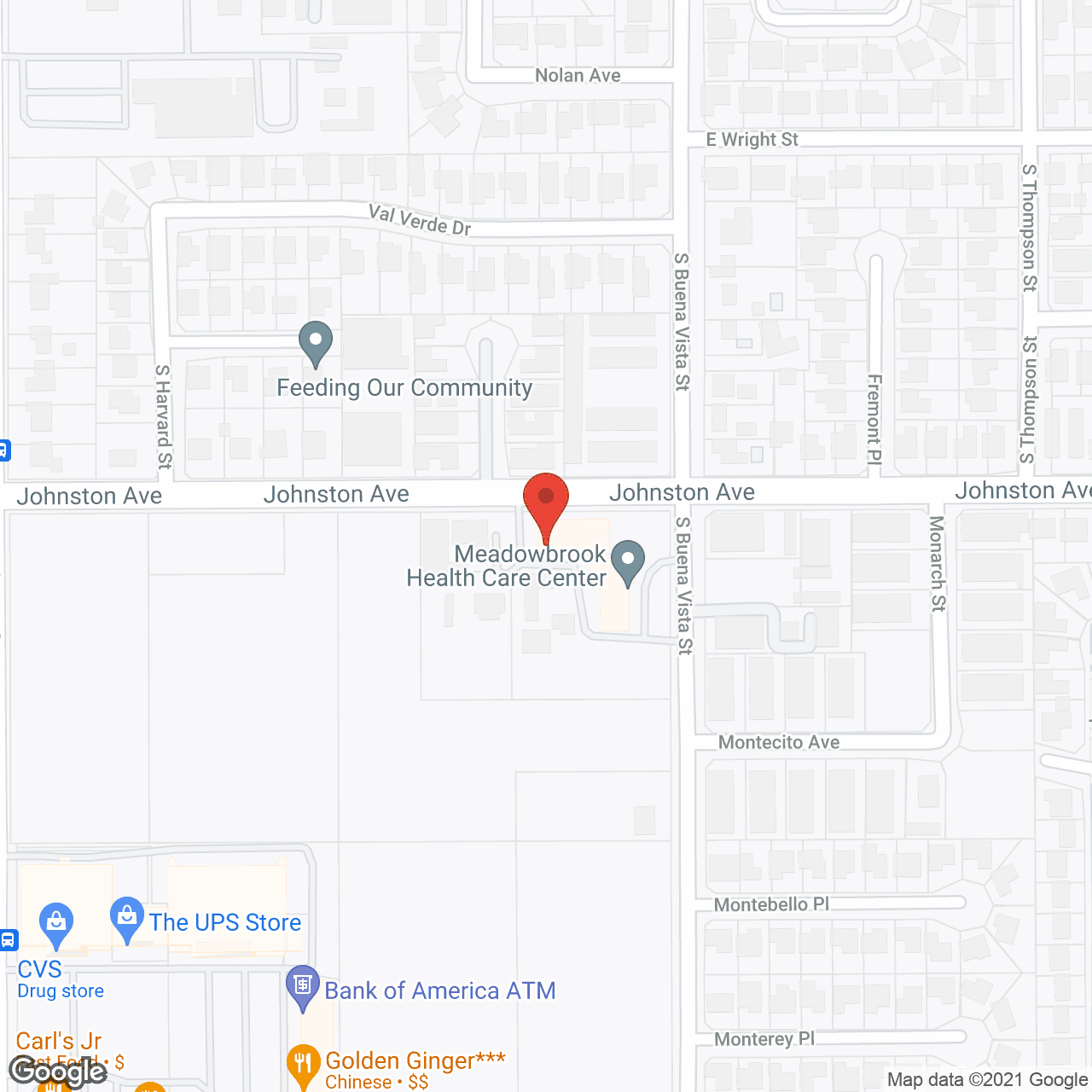 Map of the neighborhood around Meadowbrook Senior Living