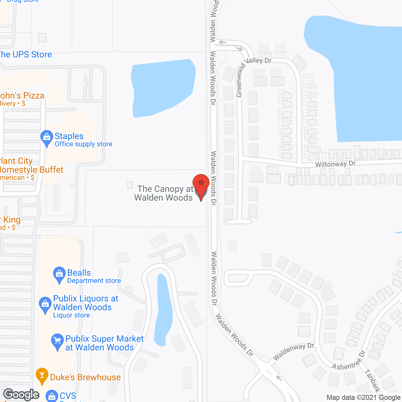 Map of the neighborhood around Canopy at Walden Woods