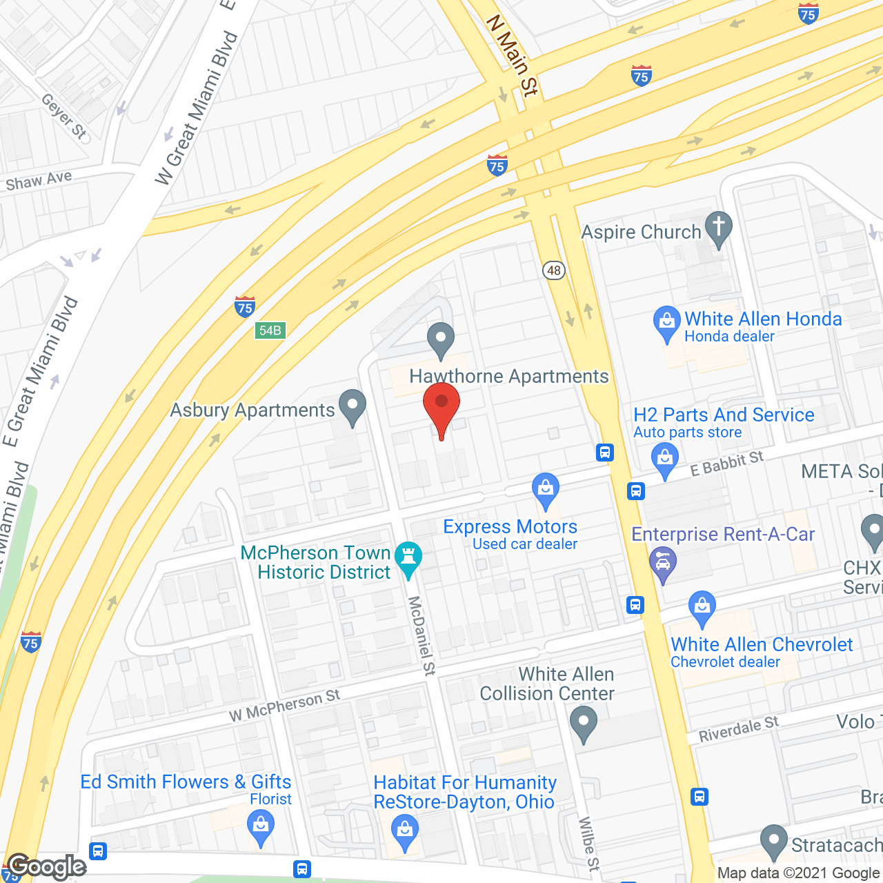 Map of the neighborhood around Asbury Apartments