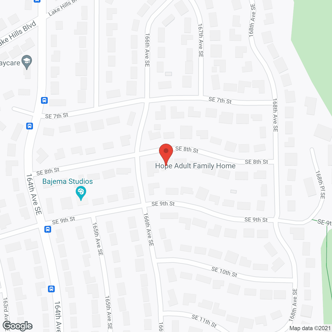 Map of the neighborhood around Hope Adult Family Home
