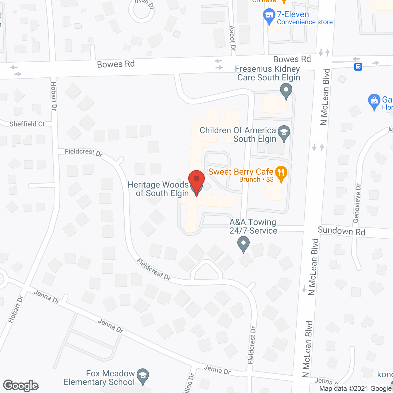 Map of the neighborhood around Heritage Woods of South Elgin
